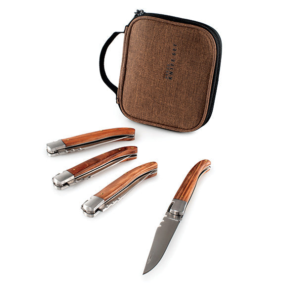 Rakau Folding Steak Knife Set – Dutch-Designed Locking Blades with Reclaimed Wooden Handles - Deutsche Optik