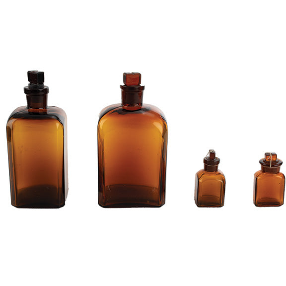 Czech Army Medical Corps Apothecary Square Bottles – Vintage Glass Containers - Deutsche Optik