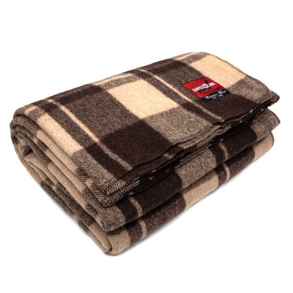 Classic Wool Blanket – Plaid Cabin Brown | Timeless Warmth & Durability - Deutsche Optik