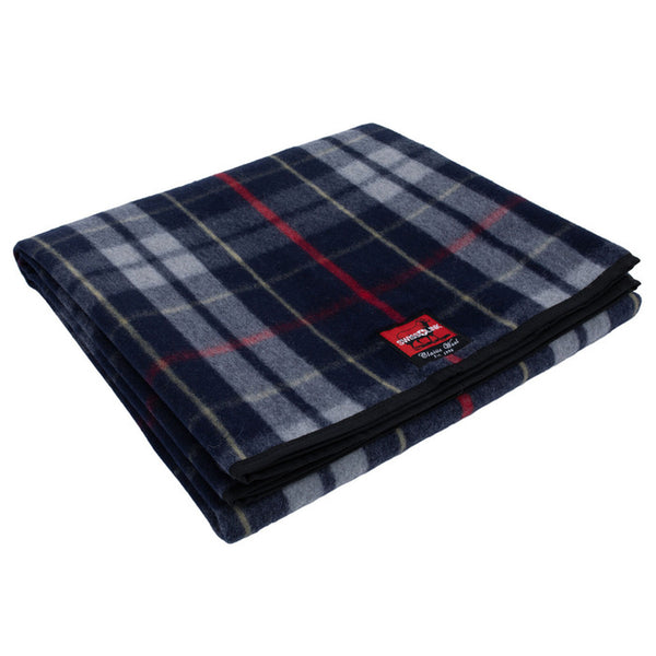 Wool Outdoor/Picnic Blanket – Blue Plaid – Waterproof & Heavy-Duty - Deutsche Optik
