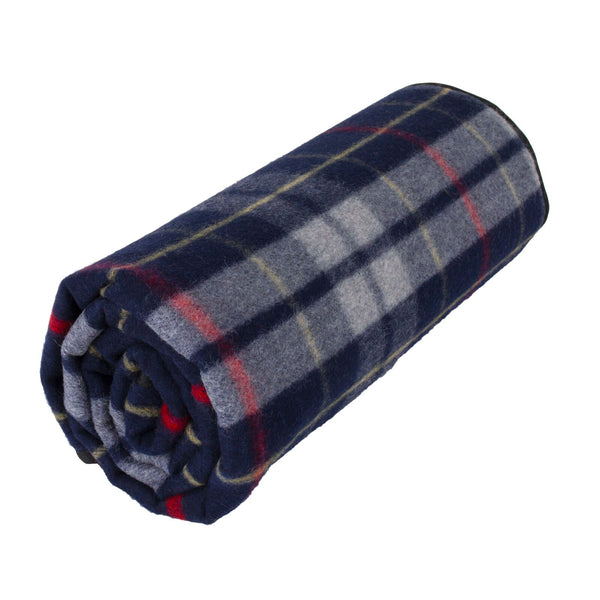 Wool Outdoor/Picnic Blanket – Blue Plaid – Waterproof & Heavy-Duty - Deutsche Optik