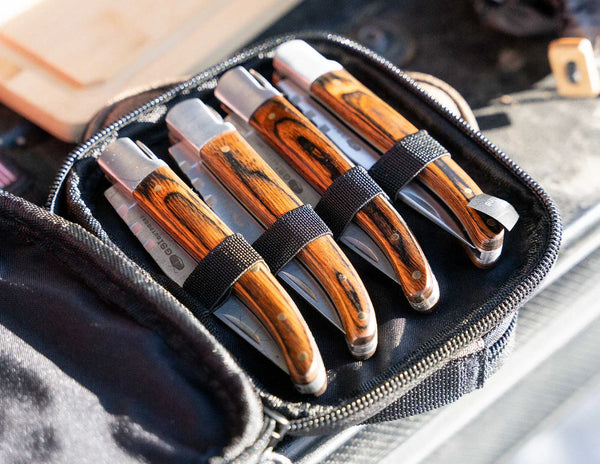 Rakau Folding Steak Knife Set – Dutch-Designed Locking Blades with Reclaimed Wooden Handles - Deutsche Optik