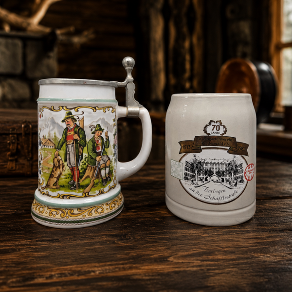Antique German Beer Stein – Handcrafted Stoneware Stein