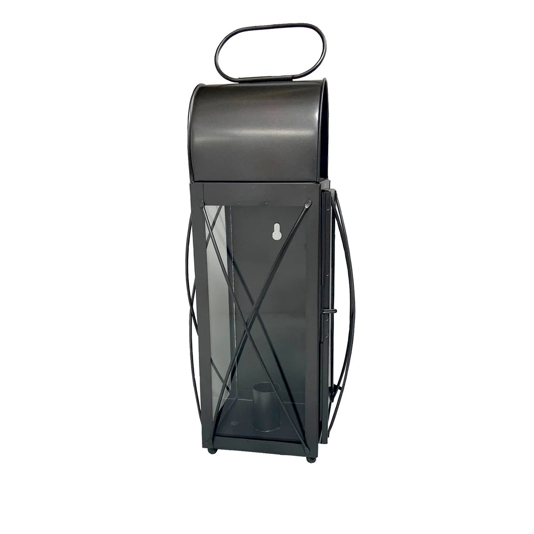 15″ Gaoler’s Antiqued Tin Lantern with Glass Panels | Early American ...