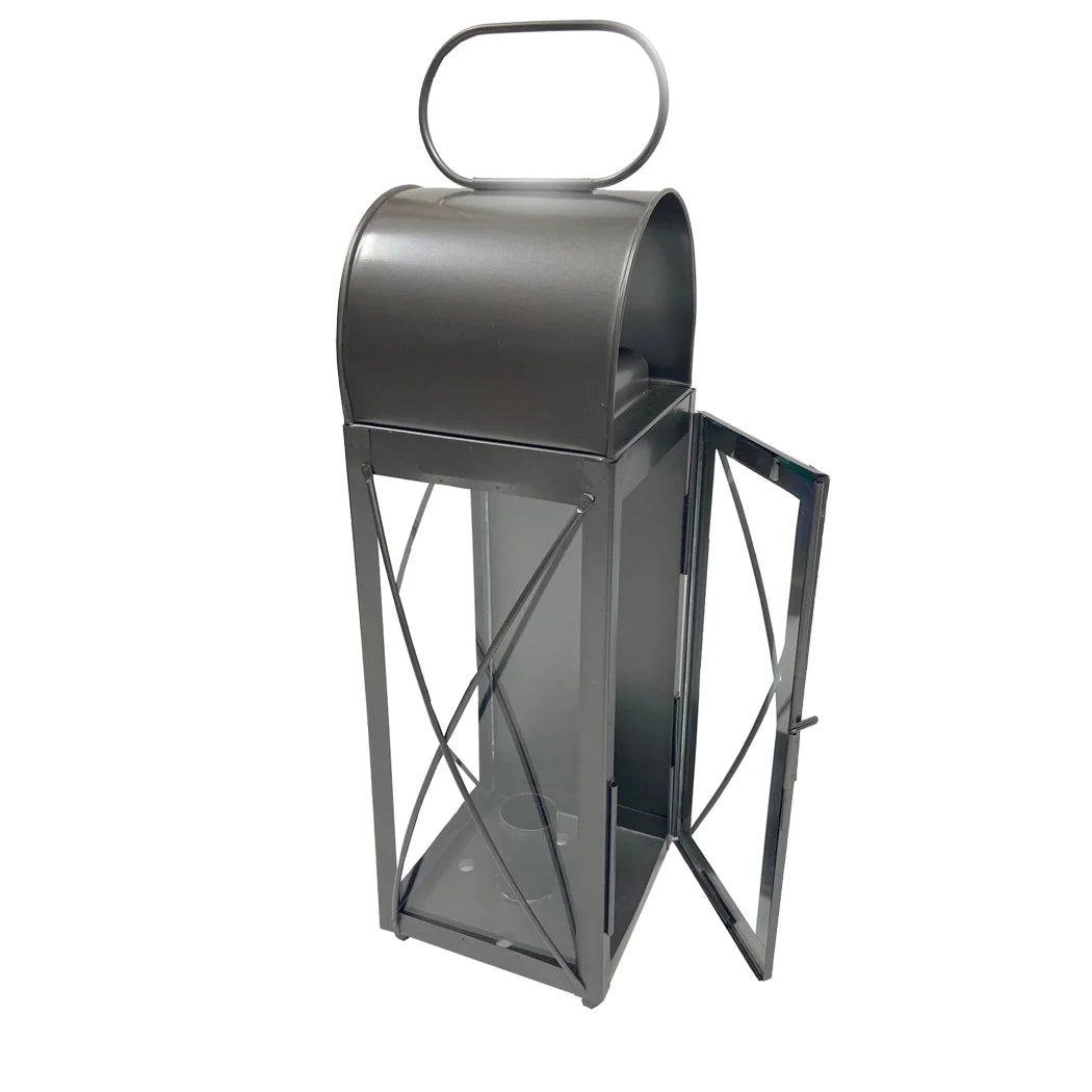 15″ Gaoler’s Antiqued Tin Lantern with Glass Panels | Early American ...