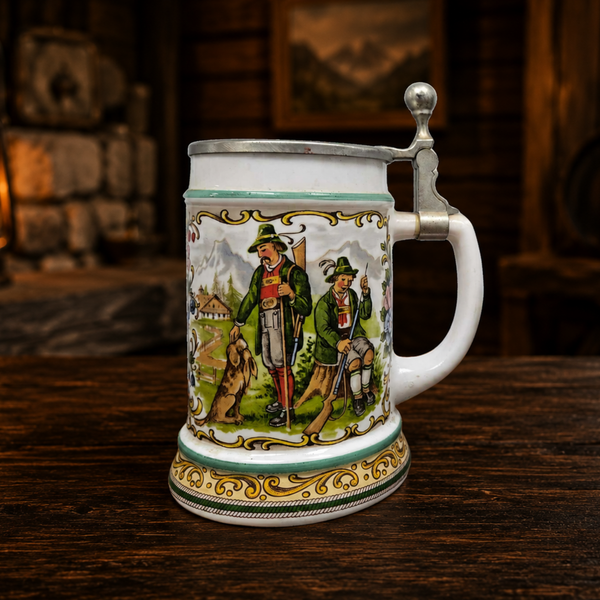 Antique German Beer Stein – Handcrafted Stoneware Stein