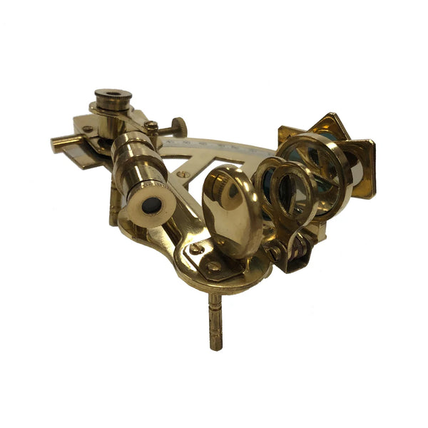 4″ Small Polished Brass Sextant and Wooden Box | Nautical Instrument Reproduction