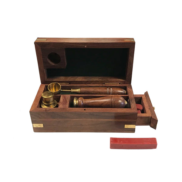 Wax Seal Kit in Wooden Box | Brass Letter-Writing Set