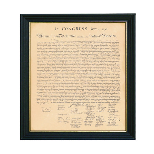 Vintage Framed US Declaration of Independence On Parchment-Look Paper | Exact Replica