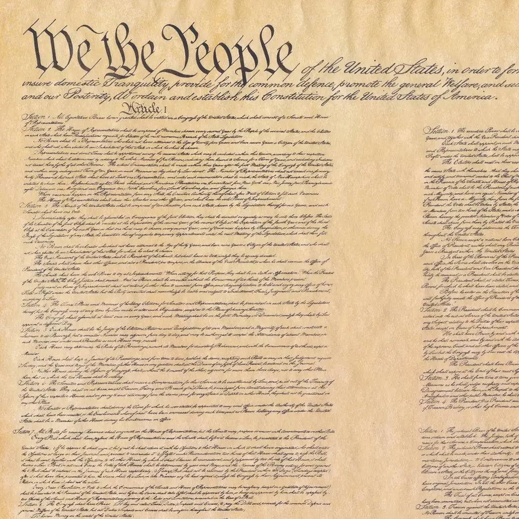 Vintage Framed U.S. Constitution On Parchment-Look Paper | Exact ...