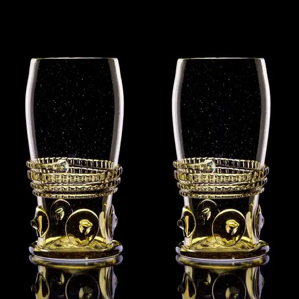 ARCADA, historical green glass - Set of 2. Waldglas.
