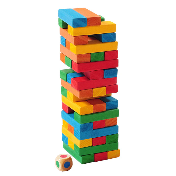 Backpack Tumbling Tower | Compact Wooden Stacking Game