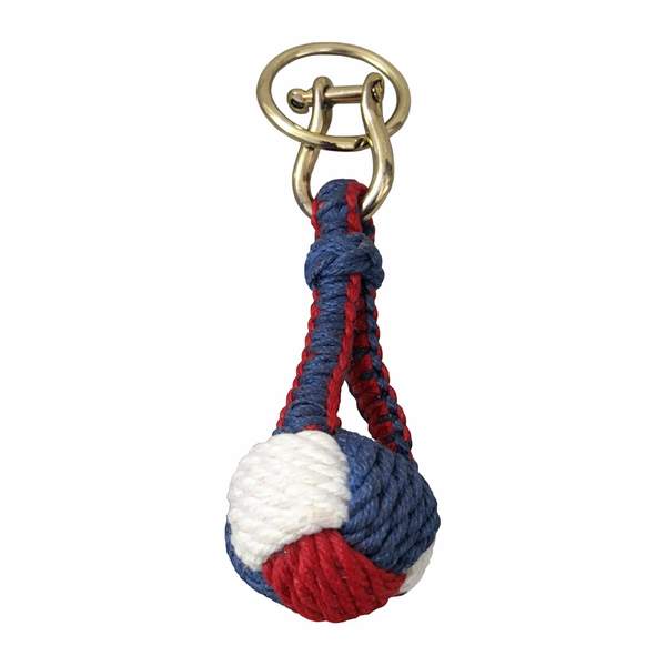 Monkey Fist Rope Keychain — Red, White & Blue
