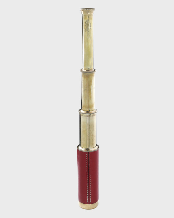 4-Draw Brass Spyglass - Hand-Stitched Leather