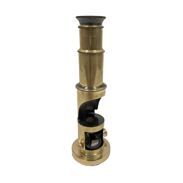 Portable Polished Brass Field Microscope, 6-3/4”