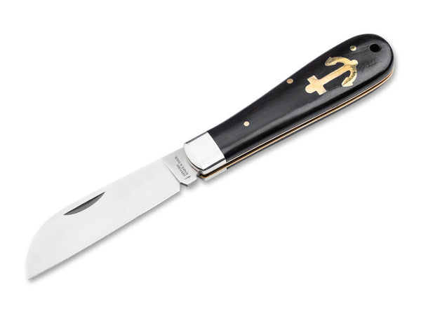 Anchor Knife | Ebony Handle With Brass Anchor Inlay