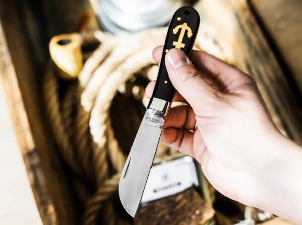 Anchor Knife | Ebony Handle With Brass Anchor Inlay