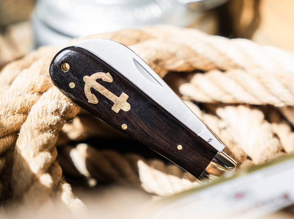 Anchor Knife | Ebony Handle With Brass Anchor Inlay
