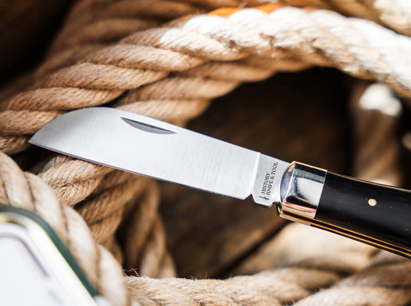 Anchor Knife | Ebony Handle With Brass Anchor Inlay