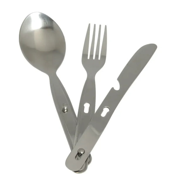 Mil-Tec 3-Piece Camping Utensil Set | Stainless Steel Field Cutlery